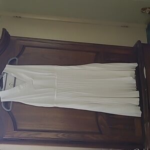 Cato White Fit & Flare Midi Dress Pleated Marilyn Monroe Racerback Lined .Sz 12.